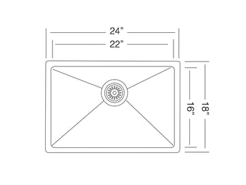 24 inch Stainless Steel Dualmount Single Bowl Extra Deep Utility Laundry Sink - Utility N24 - Sink Depot